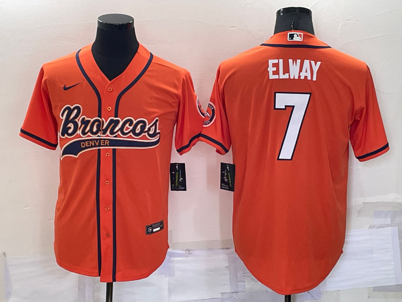 Men's Denver Broncos #7 John Elway Orange Cool Base Stitched Baseball Jersey Men's Denver Broncos #7 John Elway Orange Cool Base Stitched Baseball Jersey