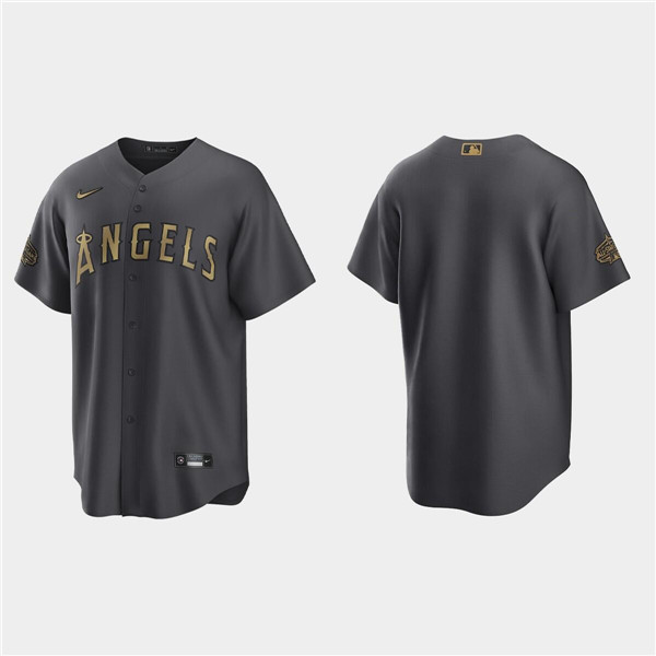 Men's Los Angeles Angels Blank 2022 All-Star Charcoal Cool Base Stitched Jersey Men's Los Angeles Angels Blank 2022 All-Star Charcoal Cool Base Stitched Jersey