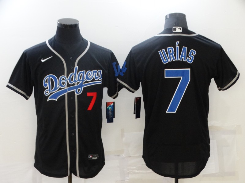 Men's Los Angeles Dodgers #7 Julio Urias Black Flex Base Sttiched Jersey Men's Los Angeles Dodgers #7 Julio Urias Black Flex Base Sttiched Jersey
