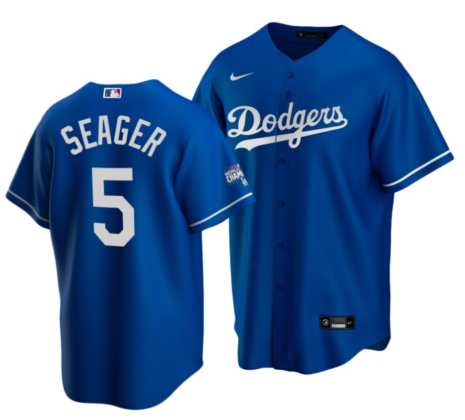 Men's Los Angeles Dodgers #5 Corey Seager Royal 2020 World Series Champions Home Patch Cool Base Stitched Jersey Men's Los Angeles Dodgers #5 Corey Seager Royal 2020 World Series Champions Home Patch Cool Base Stitched Jersey