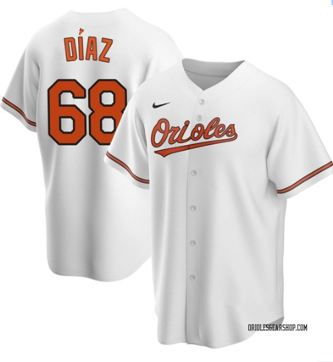 Men's Baltimore Orioles #68 Lewin Díaz White Cool Base Stitched Jersey Men's Baltimore Orioles #68 Lewin Díaz White Cool Base Stitched Jersey