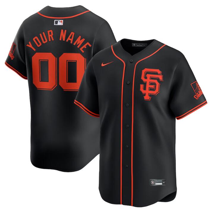 Men's San Francisco Giants Active Player Custom Black 2024 Alternate Limited Stitched Baseball Jersey Men's San Francisco Giants Active Player Custom Black 2024 Alternate Limited Stitched Baseball Jersey