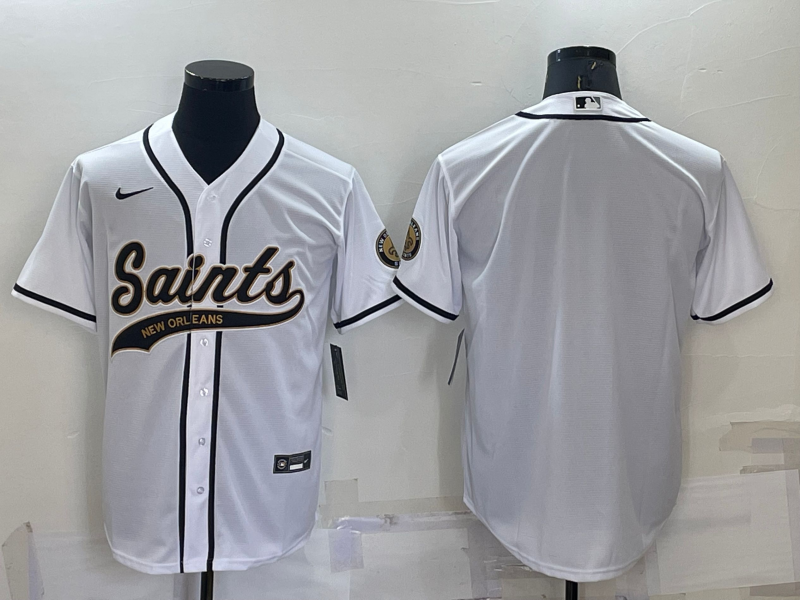 Men's New Orleans Saints Blank White Cool Base Stitched Baseball Jersey Men's New Orleans Saints Blank White Cool Base Stitched Baseball Jersey