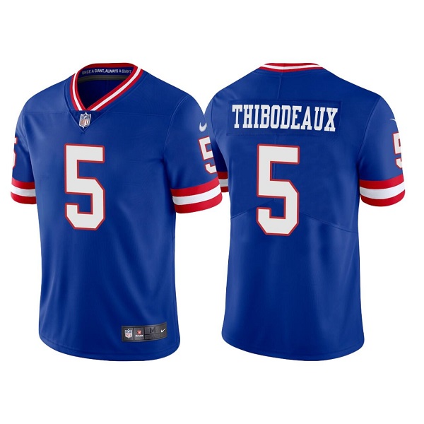 Men's New York Giants #5 Kayvon Thibodeaux Royal Classic Retired Player Stitched Game Jersey Men's New York Giants #5 Kayvon Thibodeaux Royal Classic Retired Player Stitched Game Jersey