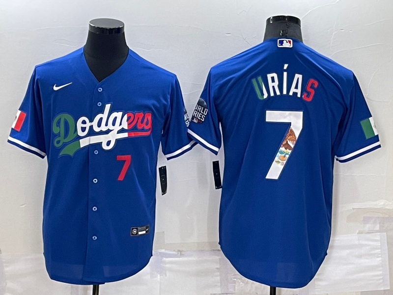Men's Los Angeles Dodgers #7 Julio Urias Royal Mexico Cool Base Stitched Baseball Jersey Men's Los Angeles Dodgers #7 Julio Urias Royal Mexico Cool Base Stitched Baseball Jersey