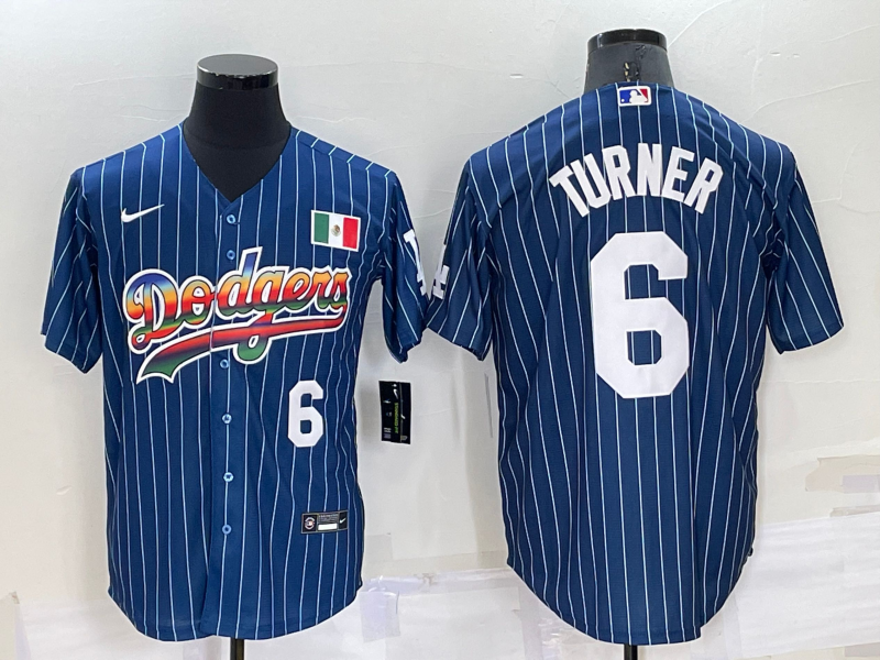 Men's Los Angeles Dodgers #6 Trea Turner Navy Mexico Rainbow Cool Base Stitched Baseball Jersey Men's Los Angeles Dodgers #6 Trea Turner Navy Mexico Rainbow Cool Base Stitched Baseball Jersey