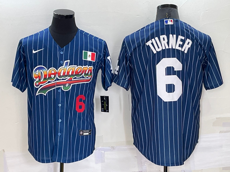 Men's Los Angeles Dodgers #6 Trea Turner Navy Mexico Rainbow Cool Base Stitched Baseball Jersey Men's Los Angeles Dodgers #6 Trea Turner Navy Mexico Rainbow Cool Base Stitched Baseball Jersey