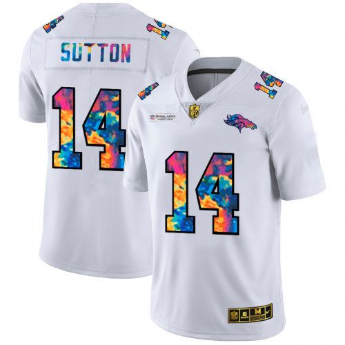 Men's Denver Broncos #14 Courtland Sutton White Crucial Catch Limited Stitched Jersey Men's Denver Broncos #14 Courtland Sutton White Crucial Catch Limited Stitched Jersey