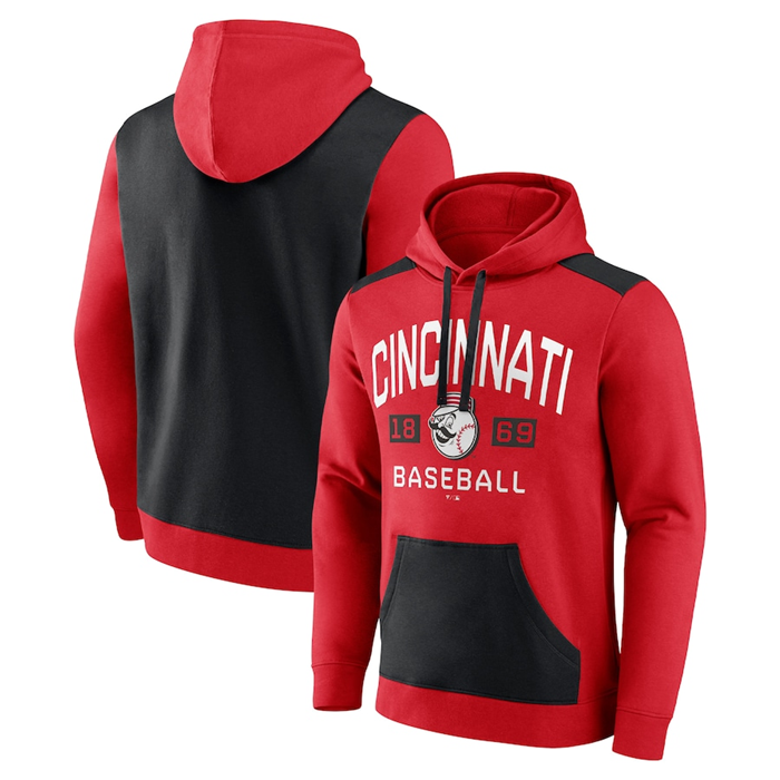 Men's Cincinnati Reds Navy/Red Chip In Pullover Hoodie Men's Cincinnati Reds Navy/Red Chip In Pullover Hoodie