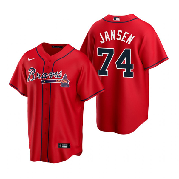 Men's Atlanta Braves #74 Kenley Jansen Red Cool Base Stitched Baseball Jersey Men's Atlanta Braves #74 Kenley Jansen Red Cool Base Stitched Baseball Jersey