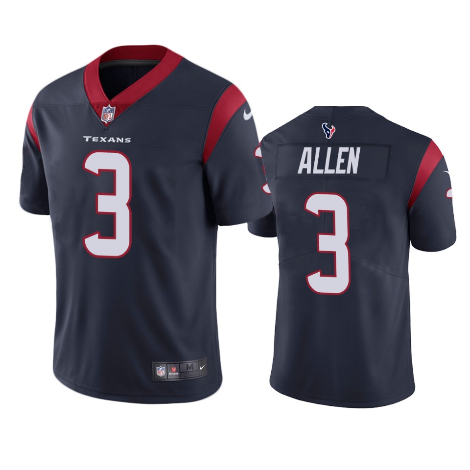 Men's Houston Texans #3 Kyle Allen Navy Vapor Untouchable Limited Stitched Jersey Men's Houston Texans #3 Kyle Allen Navy Vapor Untouchable Limited Stitched Jersey