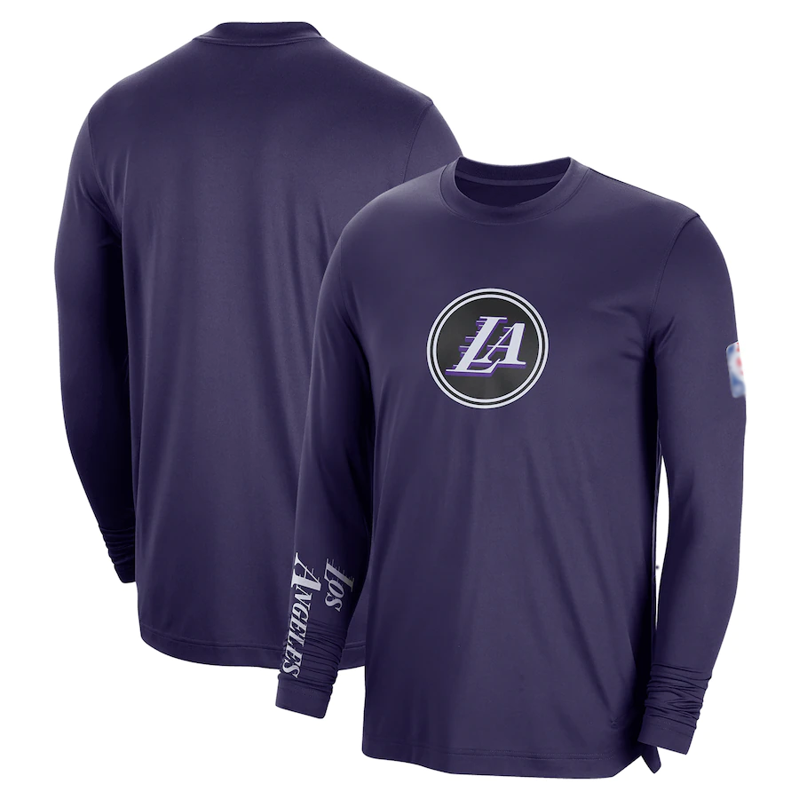 Men's Los Angeles Lakers Purple 2022/23 City Edition Essential Expressive Long Sleeve T-Shirt Men's Los Angeles Lakers Purple 2022/23 City Edition Essential Expressive Long Sleeve T-Shirt
