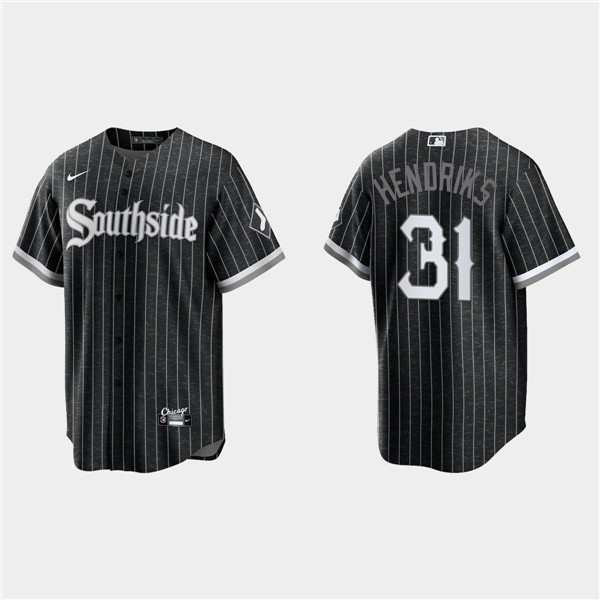 Men's Chicago White Sox #31 Liam Hendriks Black MBL 2021 City Connect Cool Base Stitched Jersey Men's Chicago White Sox #31 Liam Hendriks Black MBL 2021 City Connect Cool Base Stitched Jersey