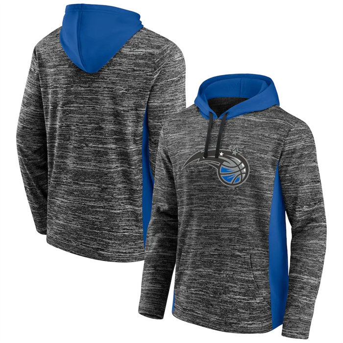 Men's Orlando Magic Heathered Charcoal Blue Instant Replay Color Block Pullover Hoodie Men's Orlando Magic Heathered Charcoal Blue Instant Replay Color Block Pullover Hoodie