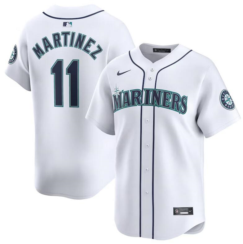Men's Seattle Mariners #11 Edgar Martinez White Home Limited Stitched jersey Men's Seattle Mariners #11 Edgar Martinez White Home Limited Stitched jersey