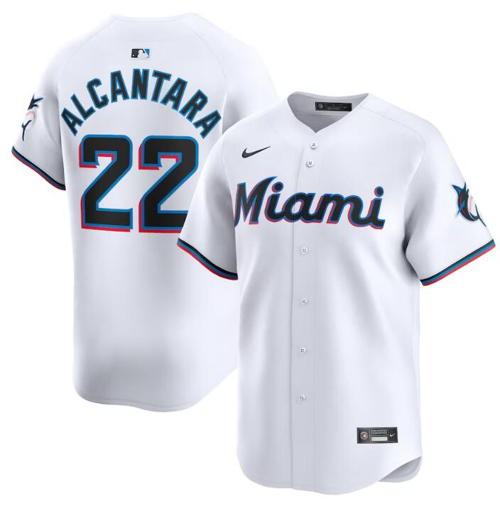 Men's Miami Marlins #22 Sandy Alcantara White 2024 Home Limited Stitched Baseball Jersey Men's Miami Marlins #22 Sandy Alcantara White 2024 Home Limited Stitched Baseball Jersey
