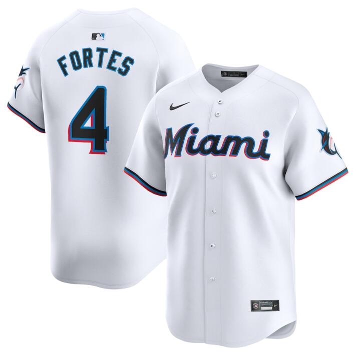 Men's Miami Marlins #4 Nick Fortes White 2024 Home Limited Stitched Baseball Jersey Men's Miami Marlins #4 Nick Fortes White 2024 Home Limited Stitched Baseball Jersey