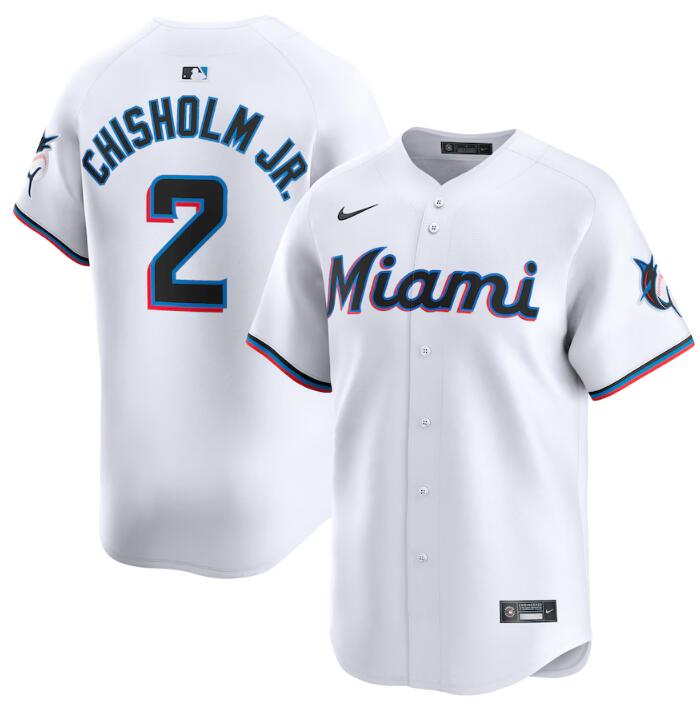 Men's Miami Marlins #2 Jazz Chisholm Jr. White 2024 Home Limited Stitched Baseball Jersey Men's Miami Marlins #2 Jazz Chisholm Jr. White 2024 Home Limited Stitched Baseball Jersey
