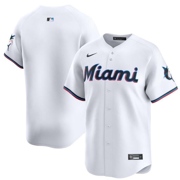 Men's Miami Marlins Blank White 2024 Home Limited Stitched Baseball Jersey Men's Miami Marlins Blank White 2024 Home Limited Stitched Baseball Jersey