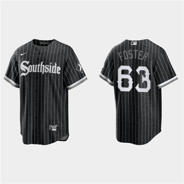 Men's Chicago White Sox #63 Matt Foster Black 2021 City Connect Cool Base Stitched Jersey Men's Chicago White Sox #63 Matt Foster Black 2021 City Connect Cool Base Stitched Jersey