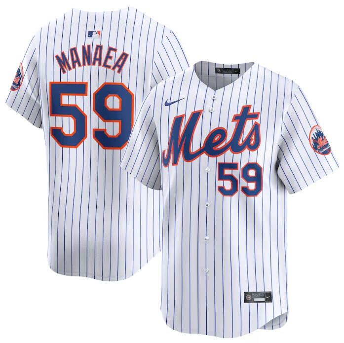 Men's New York Mets #59 Sean Manaea White 2024 Home Limited Stitched Baseball Jersey Men's New York Mets #59 Sean Manaea White 2024 Home Limited Stitched Baseball Jersey