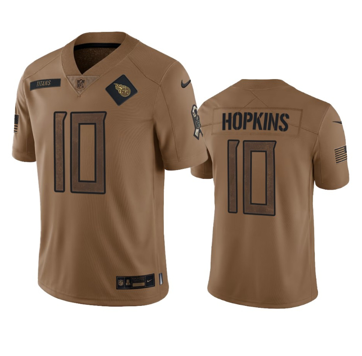 Men's Tennessee Titans #10 DeAndre Hopkins 2023 Brown Salute To Service Stitched Football Jersey Men's Tennessee Titans #10 DeAndre Hopkins 2023 Brown Salute To Service Stitched Football Jersey