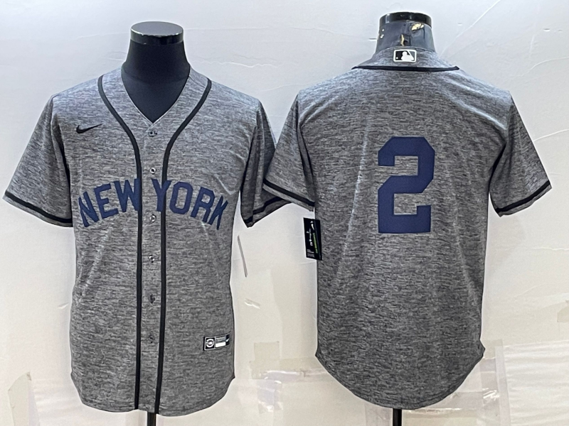 Men's New York Yankees #2 Derek Jeter Grey Cool Base Stitched Jersey Men's New York Yankees #2 Derek Jeter Grey Cool Base Stitched Jersey