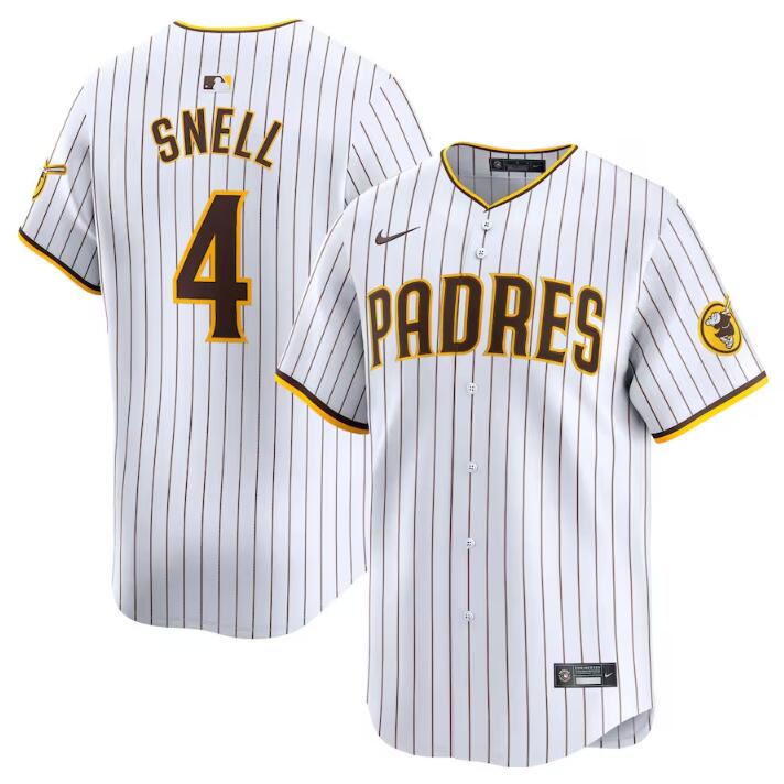 Men's San Diego Padres #4 Blake Snell White 2024 Home Limited Stitched Baseball Jersey Men's San Diego Padres #4 Blake Snell White 2024 Home Limited Stitched Baseball Jersey