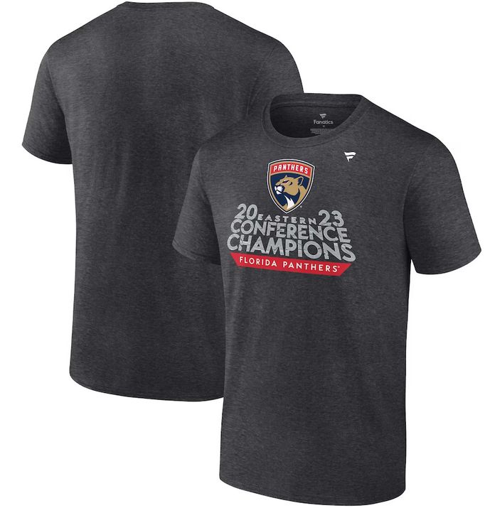 Men's Florida Panthers Heather Charcoal 2023 Eastern Conference Champions Locker Room T-Shirt Men's Florida Panthers Heather Charcoal 2023 Eastern Conference Champions Locker Room T-Shirt