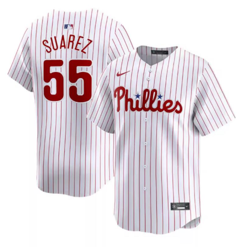 Men's Philadelphia Phillies #55 Ranger Suárez White Home Limited Stitched Jersey