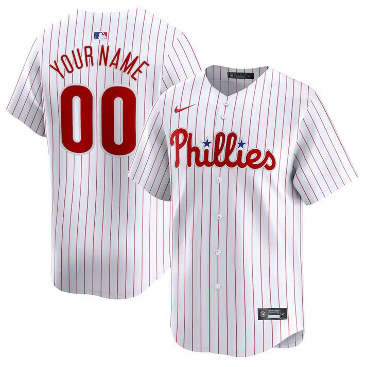 Men's Philadelphia Phillies Active Player Custom White Home Limited Stitched Jersey Men's Philadelphia Phillies Active Player Custom White Home Limited Stitched Jersey