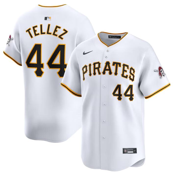 Men's Pittsburgh Pirates #44 Rowdy Tellez White Home Limited Stitched Baseball Jersey Men's Pittsburgh Pirates #44 Rowdy Tellez White Home Limited Stitched Baseball Jersey