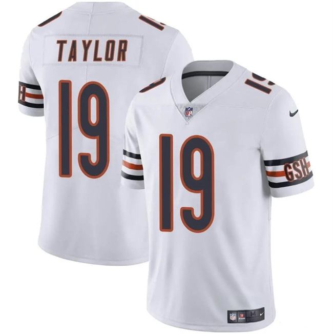 Men's Chicago Bears #19 Tory Taylor White Vapor Stitched Football Jersey Men's Chicago Bears #19 Tory Taylor White Vapor Stitched Football Jersey