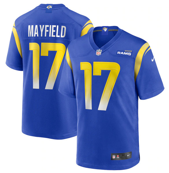 Men's Los Angeles Rams #17 Baker Mayfield Royal Stitched Game Jersey Men's Los Angeles Rams #17 Baker Mayfield Royal Stitched Game Jersey