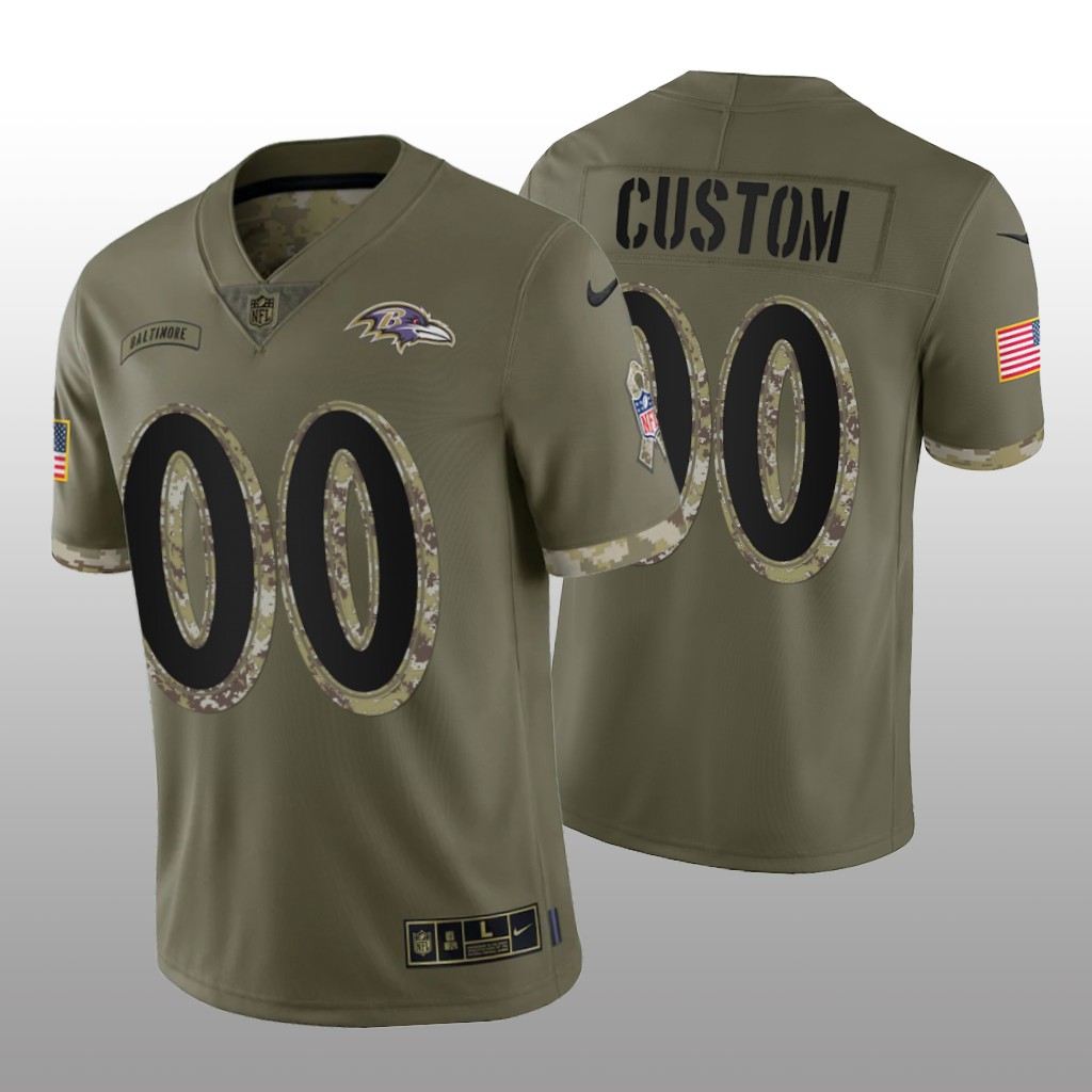 Men's Baltimore Ravens ACTIVE PLAYER Custom Olive 2022 Salute To Service Limited Stitched Jersey Men's Baltimore Ravens ACTIVE PLAYER Custom Olive 2022 Salute To Service Limited Stitched Jersey