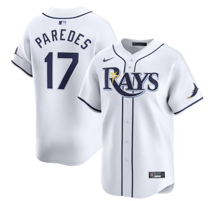 Men's Tampa Bay Rays #17 Isaac Paredes White Home Limited Stitched Baseball Jersey Men's Tampa Bay Rays #17 Isaac Paredes White Home Limited Stitched Baseball Jersey