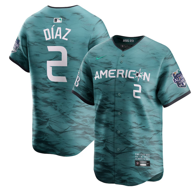 Men's Tampa Bay Rays #2 Yandy Díaz Teal 2023 All-star Cool Base Stitched Baseball Jersey
