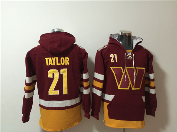 Men's Washington Commanders #21 Sean Taylor Yellow/Burgundy Lace-Up Pullover Hoodie Men's Washington Commanders #21 Sean Taylor Yellow/Burgundy Lace-Up Pullover Hoodie