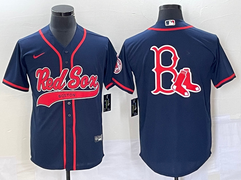 Men's Boston Red Sox Blank Navy With Logo In Back Cool Base Stitched Baseball Jersey Men's Boston Red Sox Blank Navy With Logo In Back Cool Base Stitched Baseball Jersey