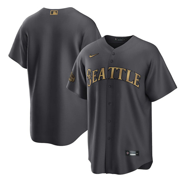 Men's Seattle Mariners Blank 2022 All-Star Charcoal Cool Base Stitched Baseball Jersey Men's Seattle Mariners Blank 2022 All-Star Charcoal Cool Base Stitched Baseball Jersey
