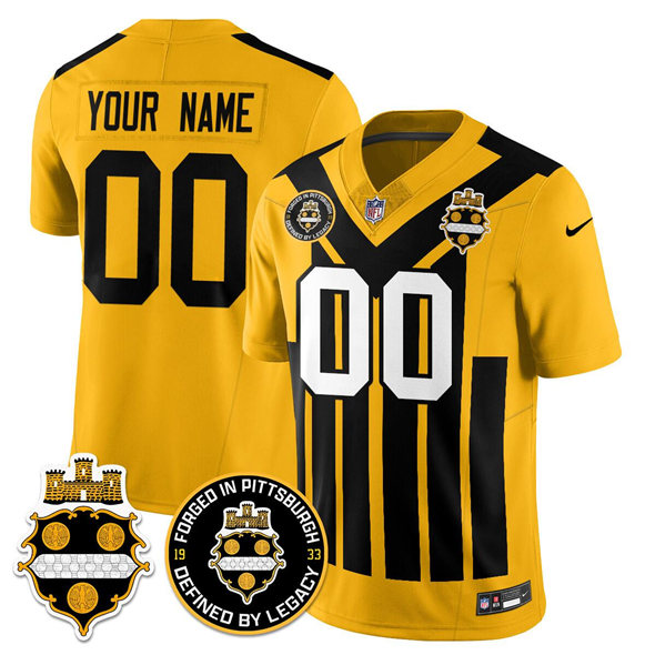 Men's Pittsburgh Steelers Active Player Custom Gold F.U.S.E. 1933 Throwback Limited Stitched Football Jerseyy
