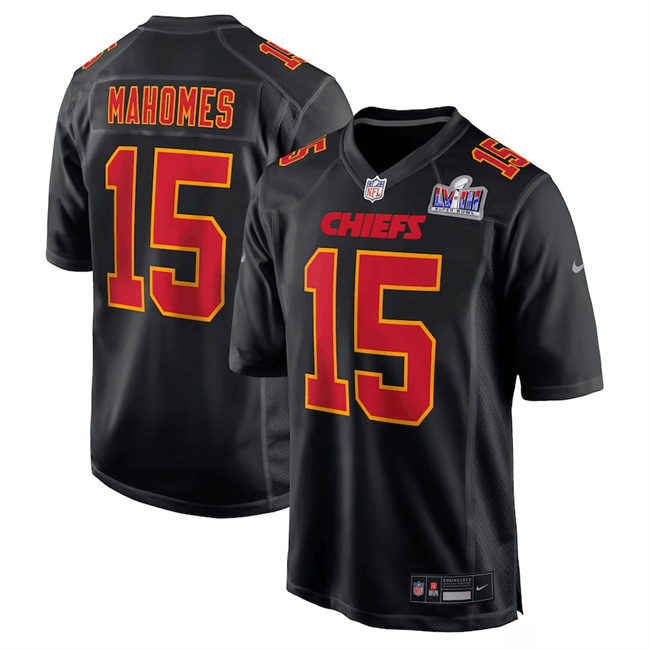 Men's Kansas City Chiefs #15 Patrick Mahomes Black 2024 Super Bowl LVIII Patch Limited Stitched Game Jersey Men's Kansas City Chiefs #15 Patrick Mahomes Black 2024 Super Bowl LVIII Patch Limited Stitched Game Jersey
