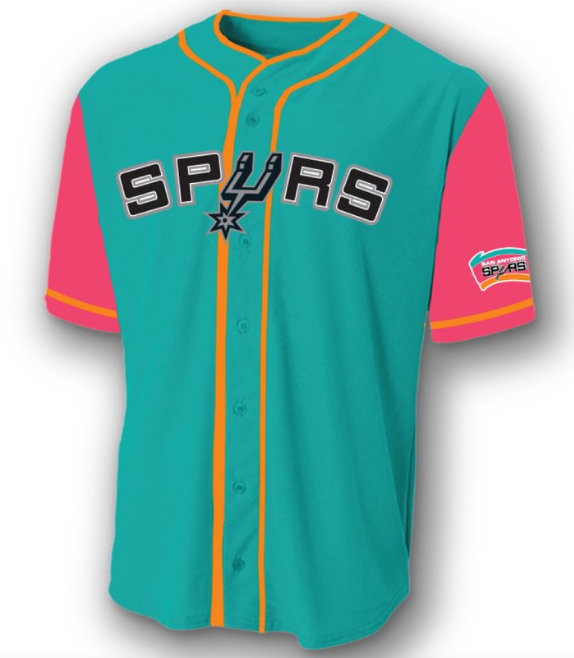 Men's San Antonio Spurs Teal Pink Cool Base Stitched Baseball Jersey Men's San Antonio Spurs Teal Pink Cool Base Stitched Baseball Jersey
