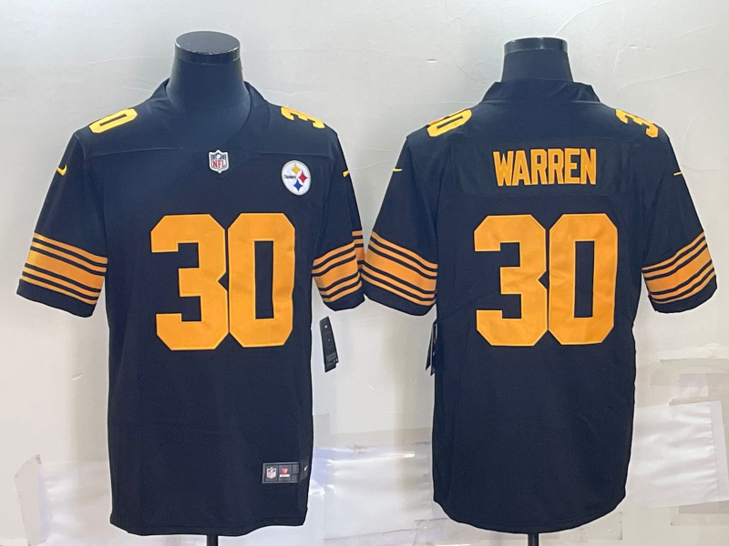 Men's Pittsburgh Steelers #30 Jaylen Warren Black Color Rush Stitched Jersey Men's Pittsburgh Steelers #30 Jaylen Warren Black Color Rush Stitched Jersey