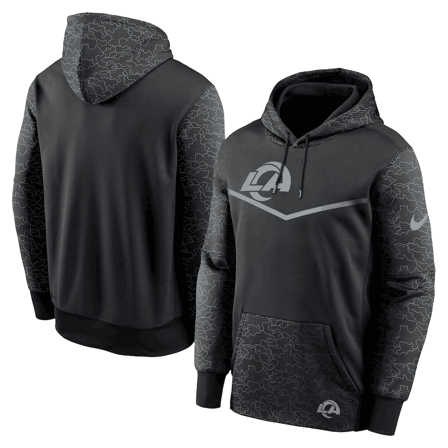 Men's Los Angeles Rams Black Reflective Therma Hoodie Men's Los Angeles Rams Black Reflective Therma Hoodie
