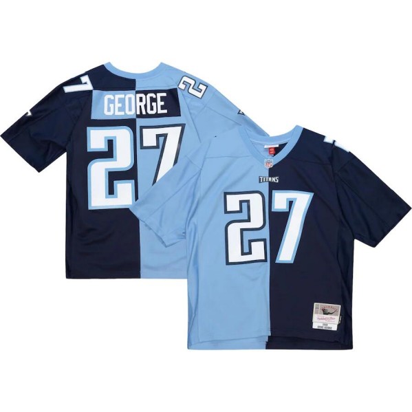 Men's Tennessee Titans #27 Eddie George Navy/Blue Split Mitchell & Ness Stitched Jersey Men's Tennessee Titans #27 Eddie George Navy/Blue Split Mitchell & Ness Stitched Jersey