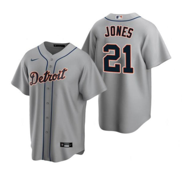 Men's Detroit Tigers #21 Jacoby Jones Grey Cool Base Stitched Jersey Men's Detroit Tigers #21 Jacoby Jones Grey Cool Base Stitched Jersey