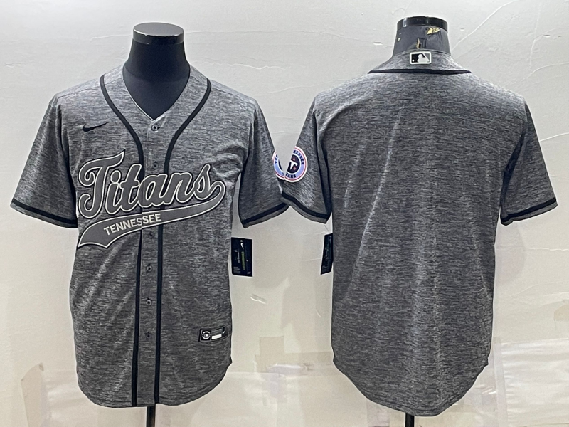 Men's Tennessee Titans Blank Grey With Patch Cool Base Stitched Baseball Jersey Men's Tennessee Titans Blank Grey With Patch Cool Base Stitched Baseball Jersey