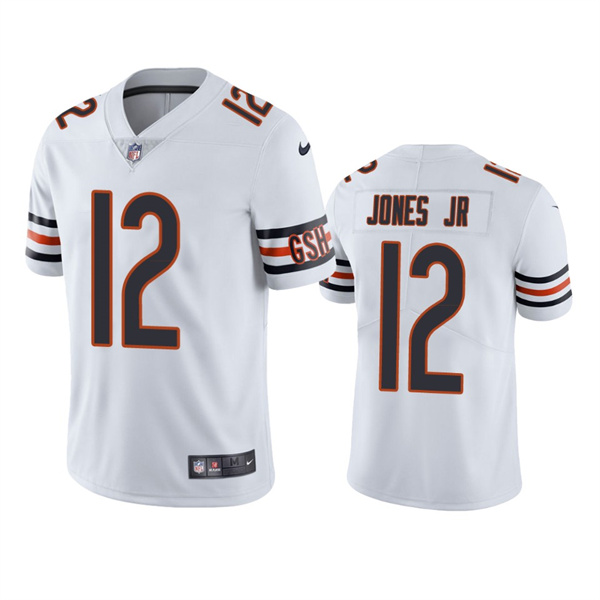 Men's Chicago Bears #12 Velus Jones Jr. White Vapor untouchable Limited Stitched Jersey Men's Chicago Bears #12 Velus Jones Jr. White Vapor untouchable Limited Stitched Jersey