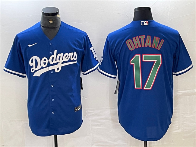 Men's Los Angeles Dodgers #17 Shohei Ohtani Stitched Blue/Green Cool Base Baseball Jersey Men's Los Angeles Dodgers #17 Shohei Ohtani Stitched Blue/Green Cool Base Baseball Jersey